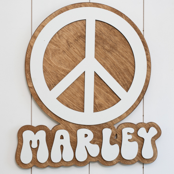 Sugar + Maple Peace Cutout Round Sign