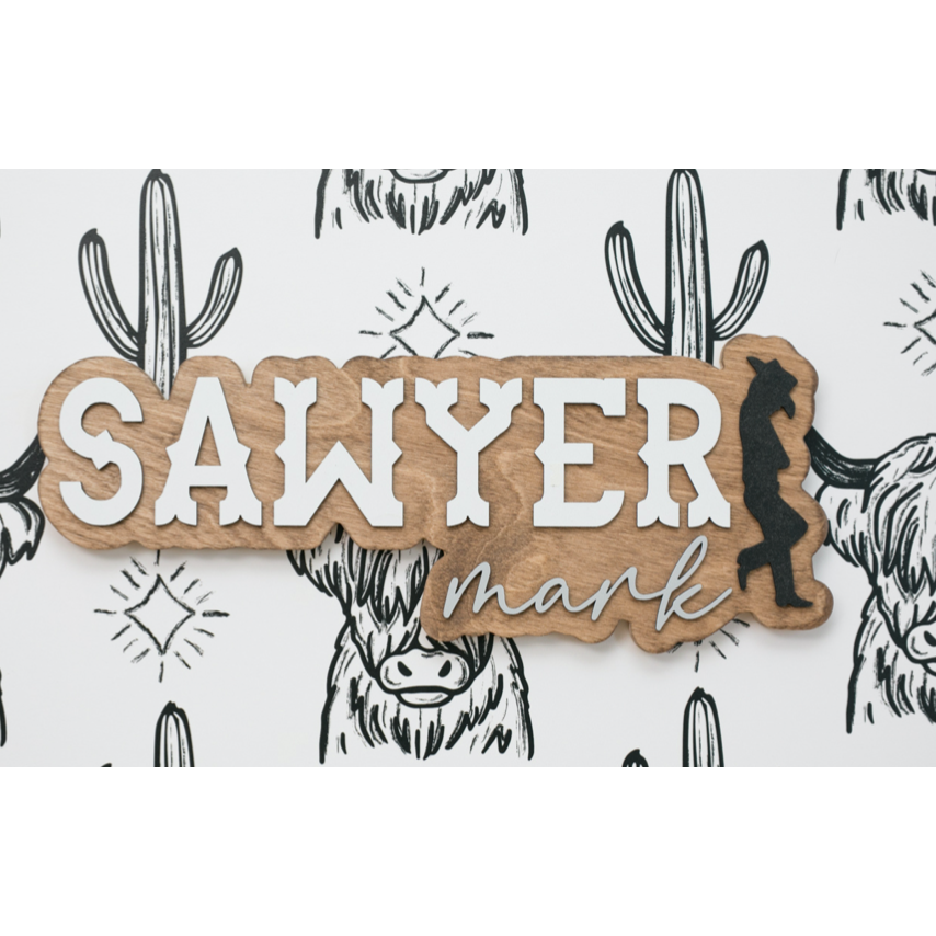 Sugar + Maple Bubble Western Wood Sign