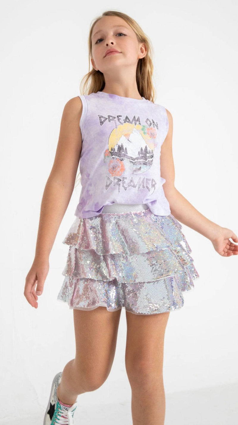 Lola + The Boys Sparkle Tiered Mini Skirt