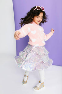 Lola + The Boys Sparkle Tiered Mini Skirt