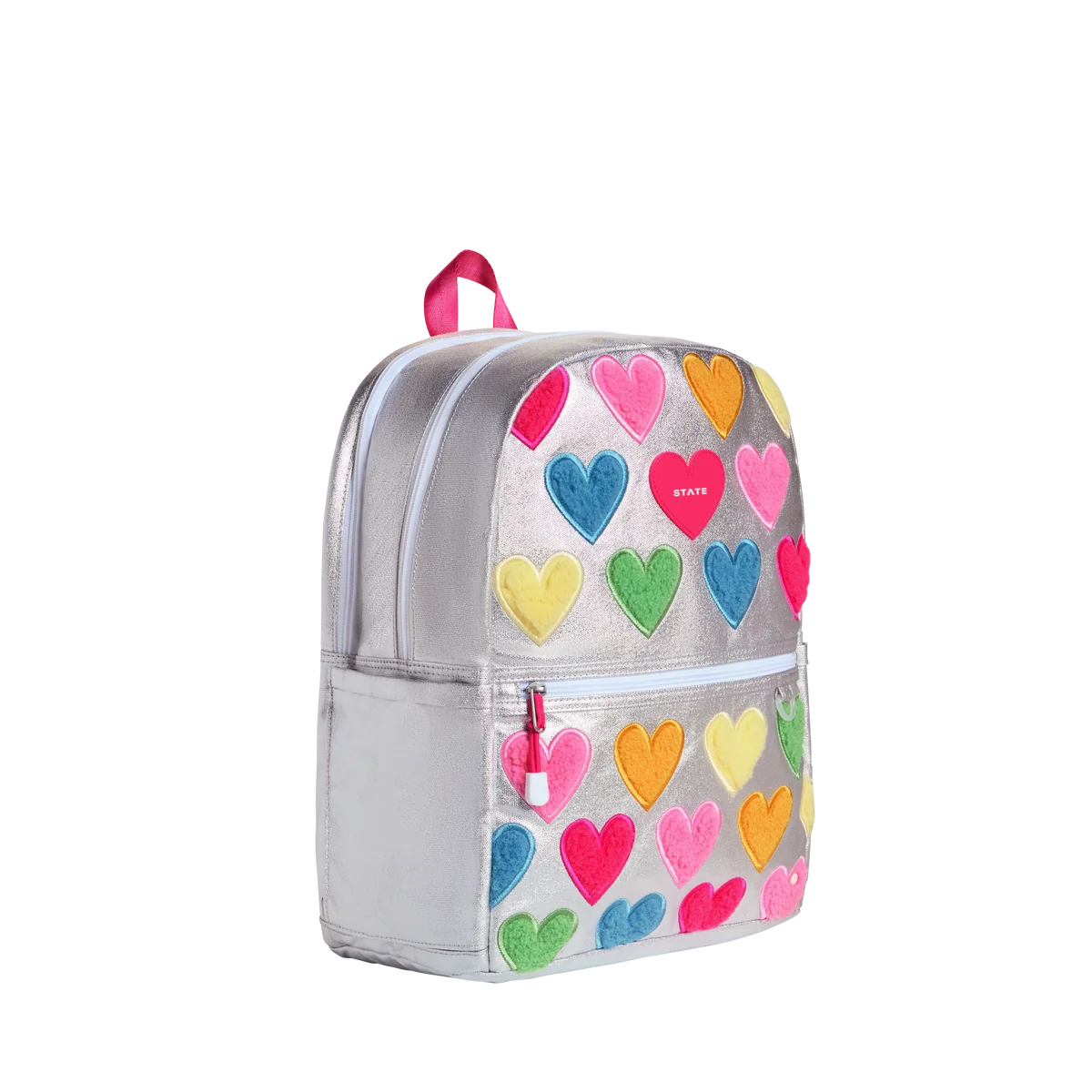 STATE Kane Double Pocket Backpack | Happy Fuzzy Hearts