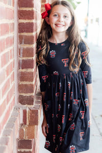 Mila & Rose Texas Tech Black Raider Red Twirl Dress