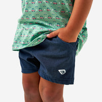Burlebo Youth Athletic Short | Heather Navy | American Flag Liner