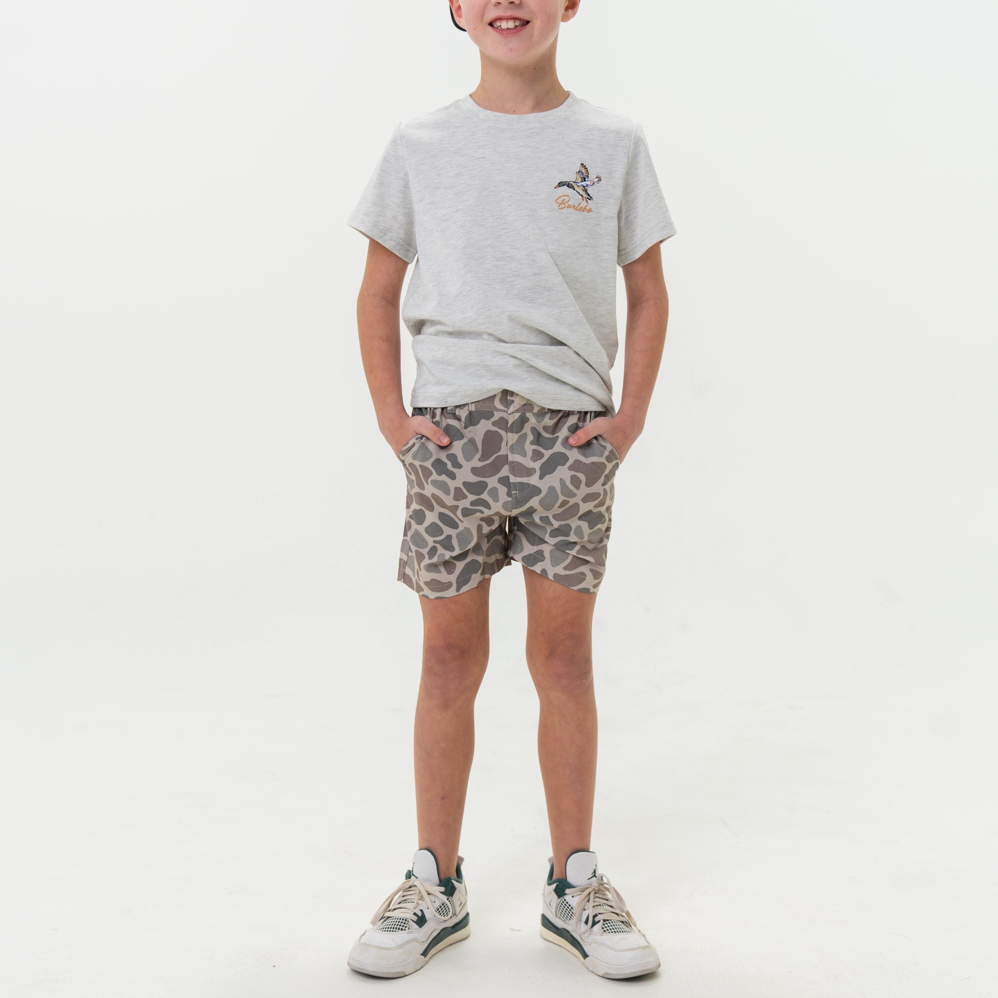 Burlebo Youth Everyday Short | Classic Deer Camo - Grey Pocket