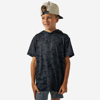 Burlebo Youth Short Sleeve Performance Hoodie | Black Camo