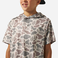 Burlebo Youth S/S Performance Hoodie | Classic Deer Camo