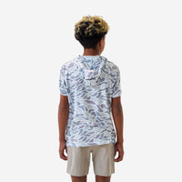 Burlebo Youth Short Sleeve Performance Hoodie | White Camo