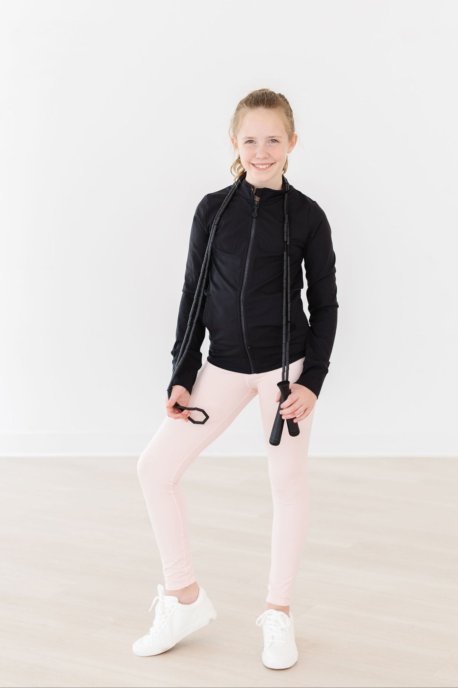 Mila & Rose Balanced Black Full-Zip Ruffle Active Jacket