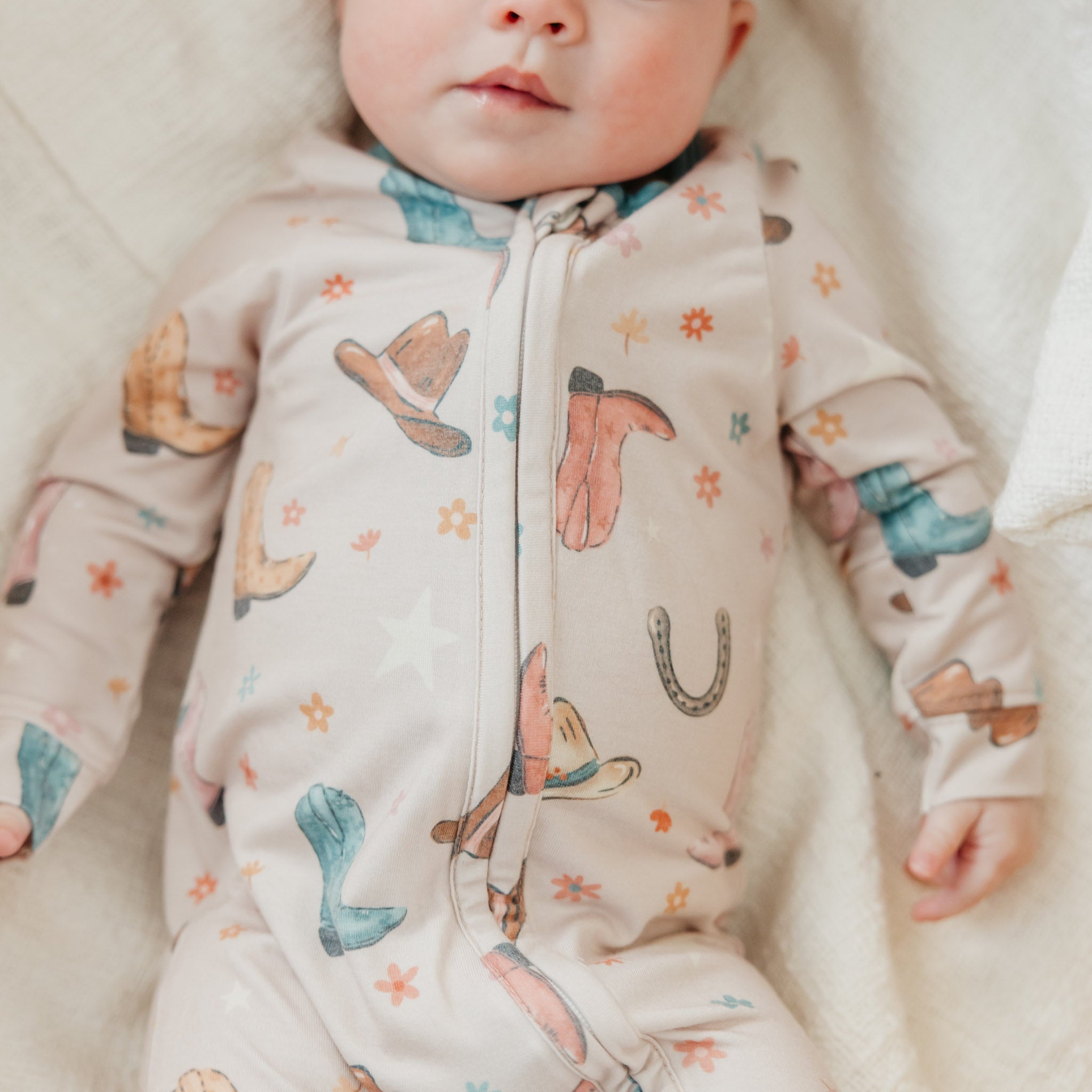 Copper Pearl Zip-Up Footie Pajama | Cheyenne