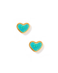 Screwback Stud Earrings - Nora Heart Teal