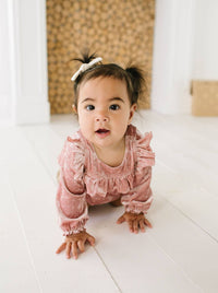 Hayley Romper in Crushed Blush Velvet