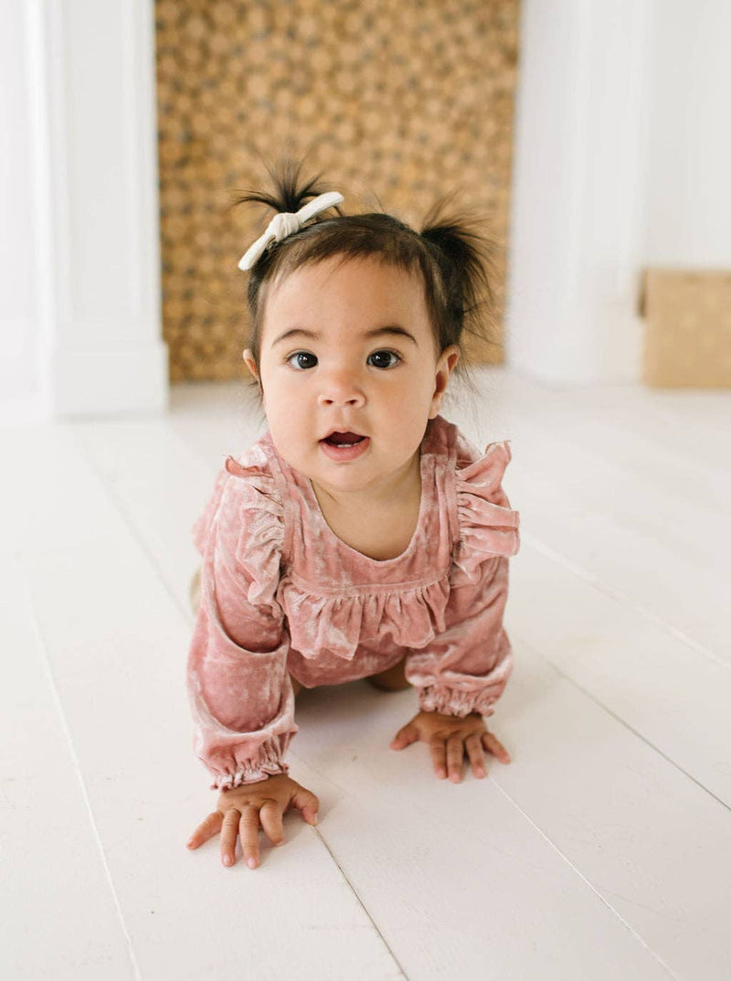 Hayley Romper in Crushed Blush Velvet