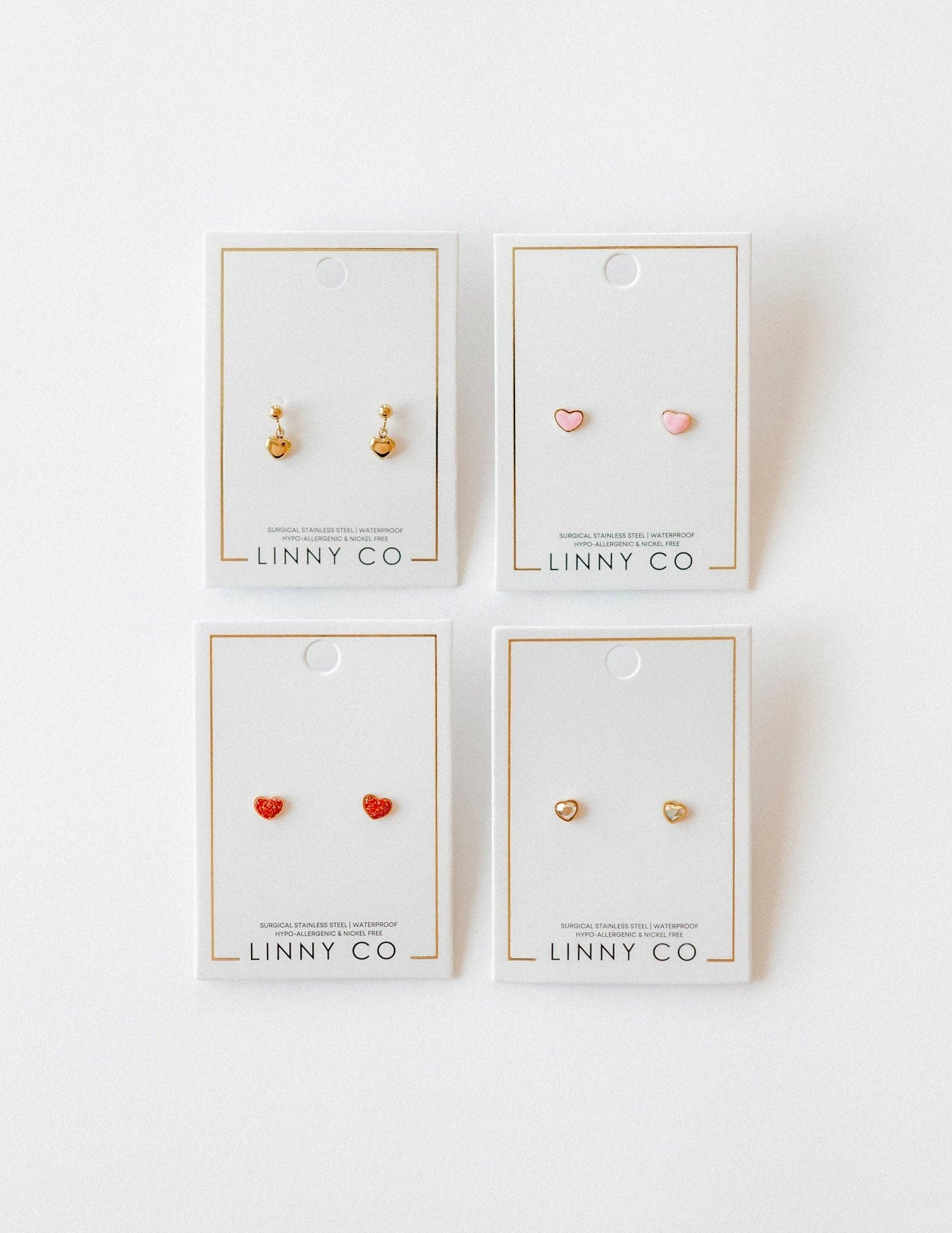 Screwback Stud Earrings - Nora Heart Pink