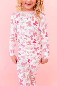 Pink Bows Long Sleeve Jammies Set