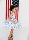 Lara Poplin Dress in Patriotic Bows
