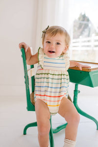 Amelia Romper in Primary Stripe