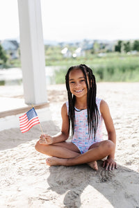 Lucy Swim in Patriotic Flags | UPF 50 | 4th of July