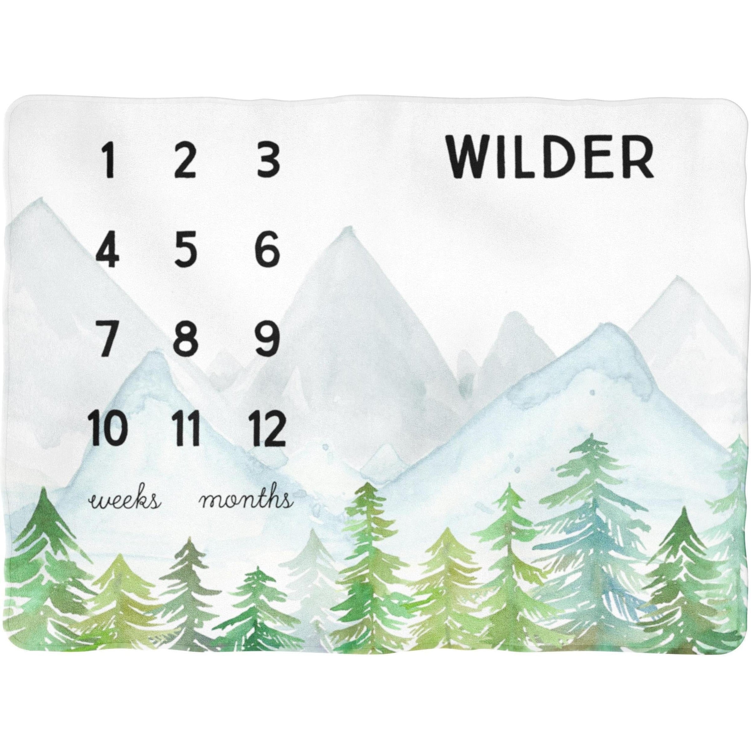 Sugar + Maple Backdrop Blanket | Forest Milestone with Name