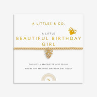 Kids' A Little | 'Beautiful Birthday Girl' | Gold-Tone Plated | Bracelet | 6 1/8" Stretch