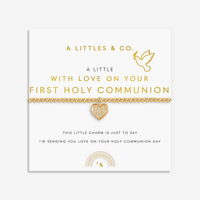 Kids' A Little | 'With Love On Your First Holy Communion' | Gold-Tone Plated | Bracelet | 6 1/8" Stret