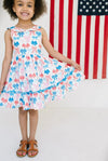Lara Poplin Dress in Patriotic Bows