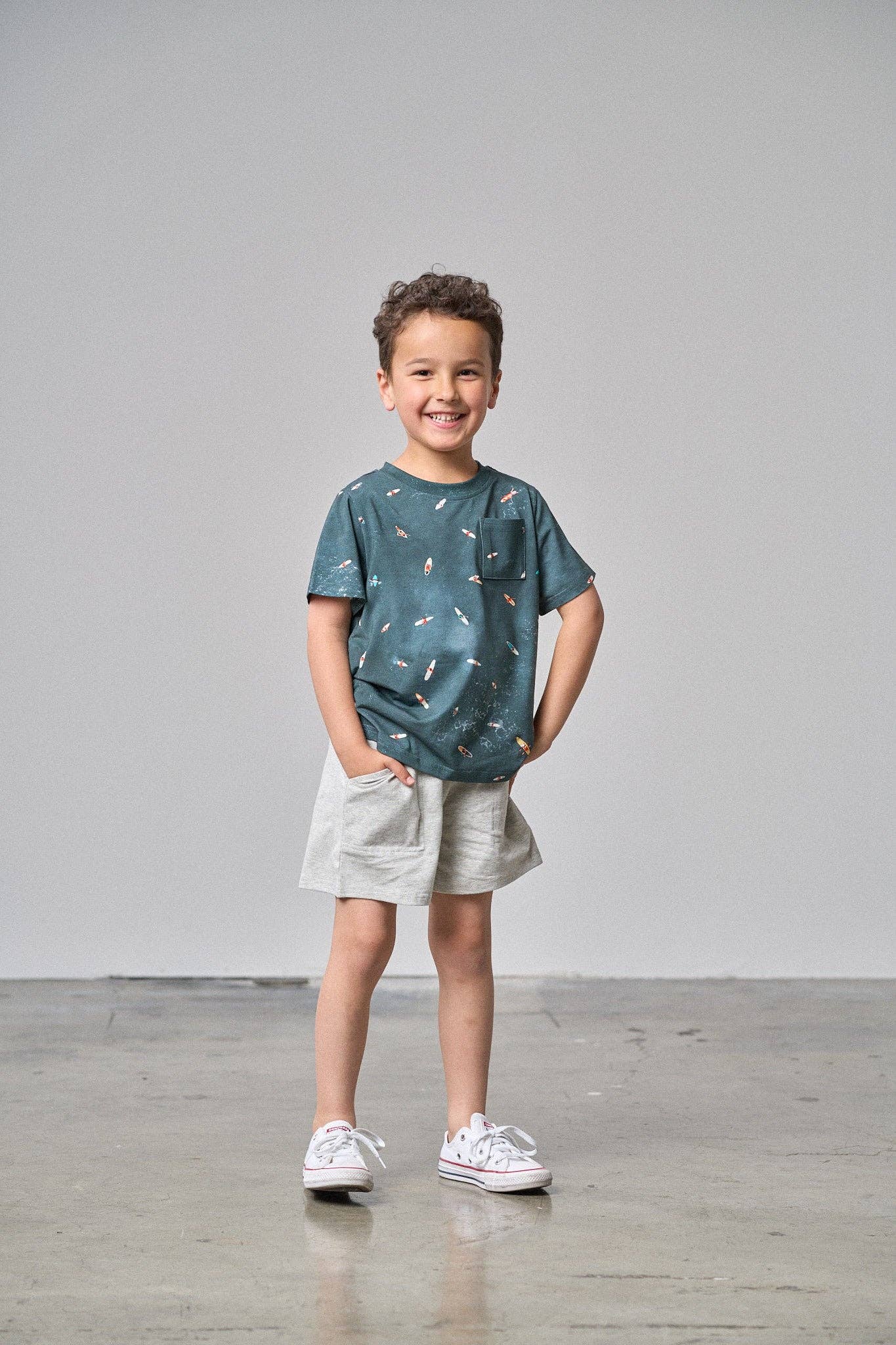 Stitch Pocket Jersey Short - Light Heather Grey