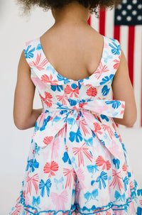 Lara Poplin Dress in Patriotic Bows
