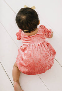 Quinn Romper in Pink Crushed Velvet