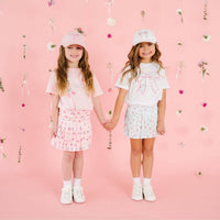 Sky Blue Floral Athletic Skort - Kids Clothing - Activewear