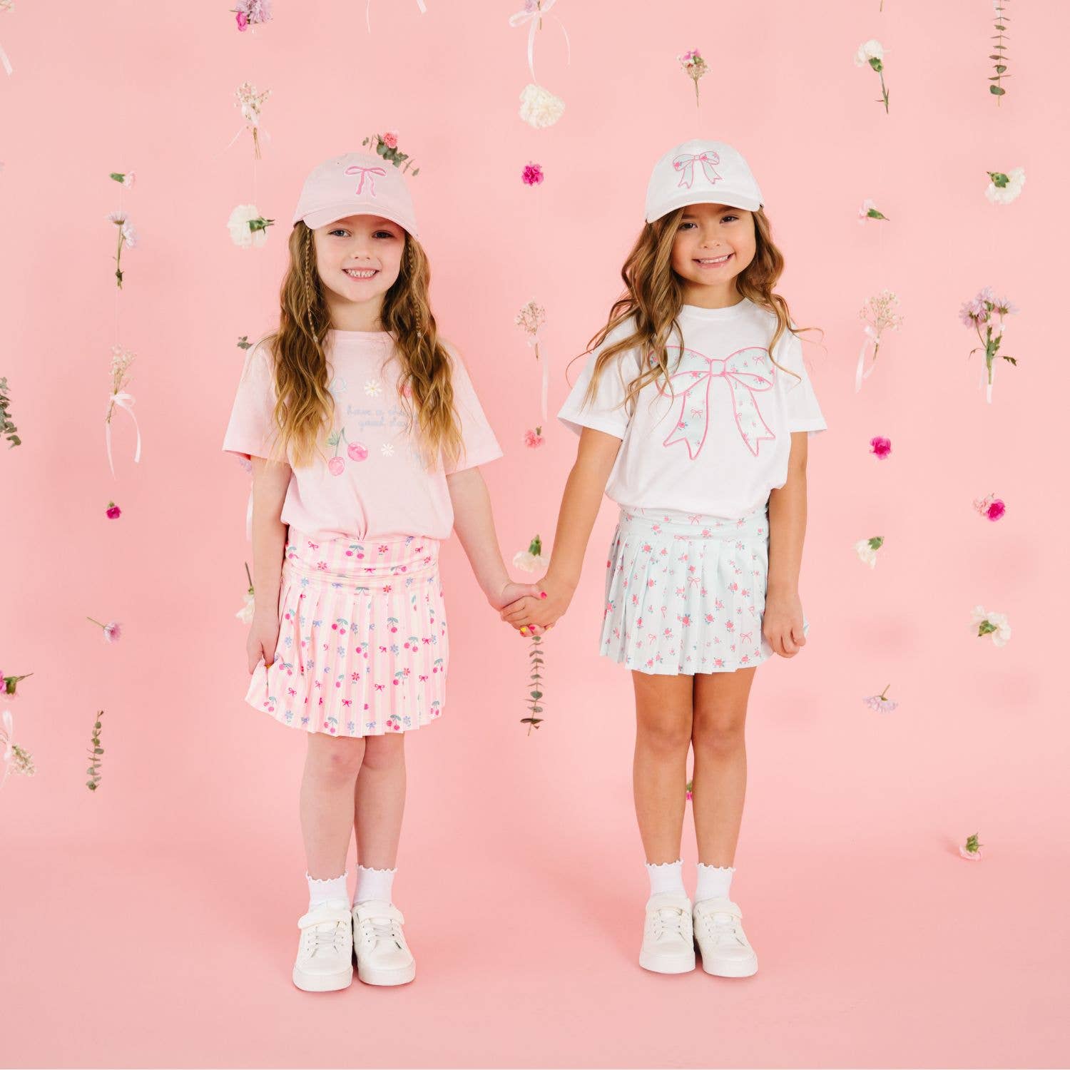 Sky Blue Floral Athletic Skort - Kids Clothing - Activewear