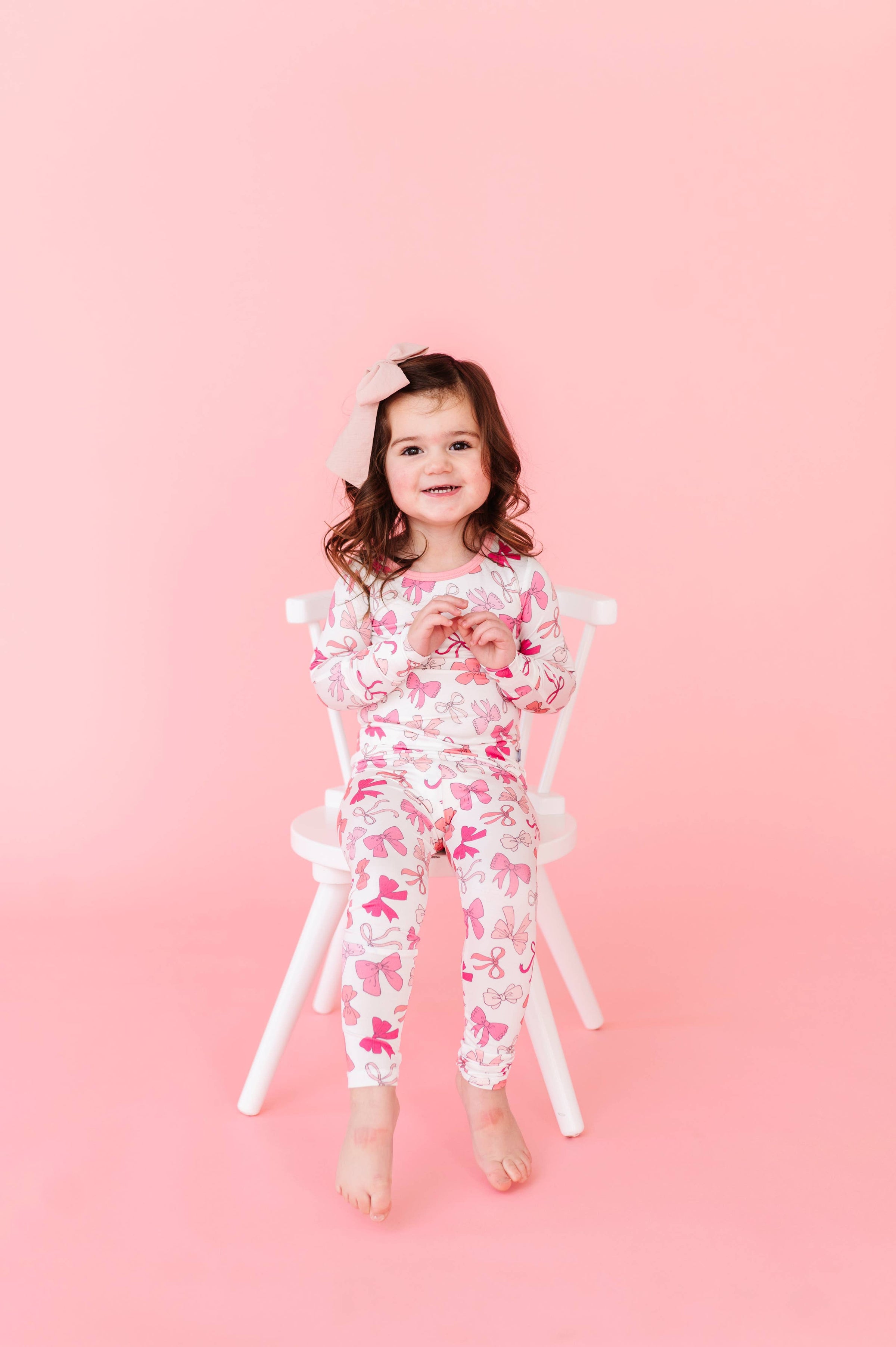 Pink Bows Long Sleeve Jammies Set