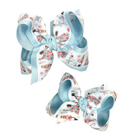 Layered Christmas Nutcracker Pastel Bow on Alligator Clip: Light Pink / 5.5" Huge