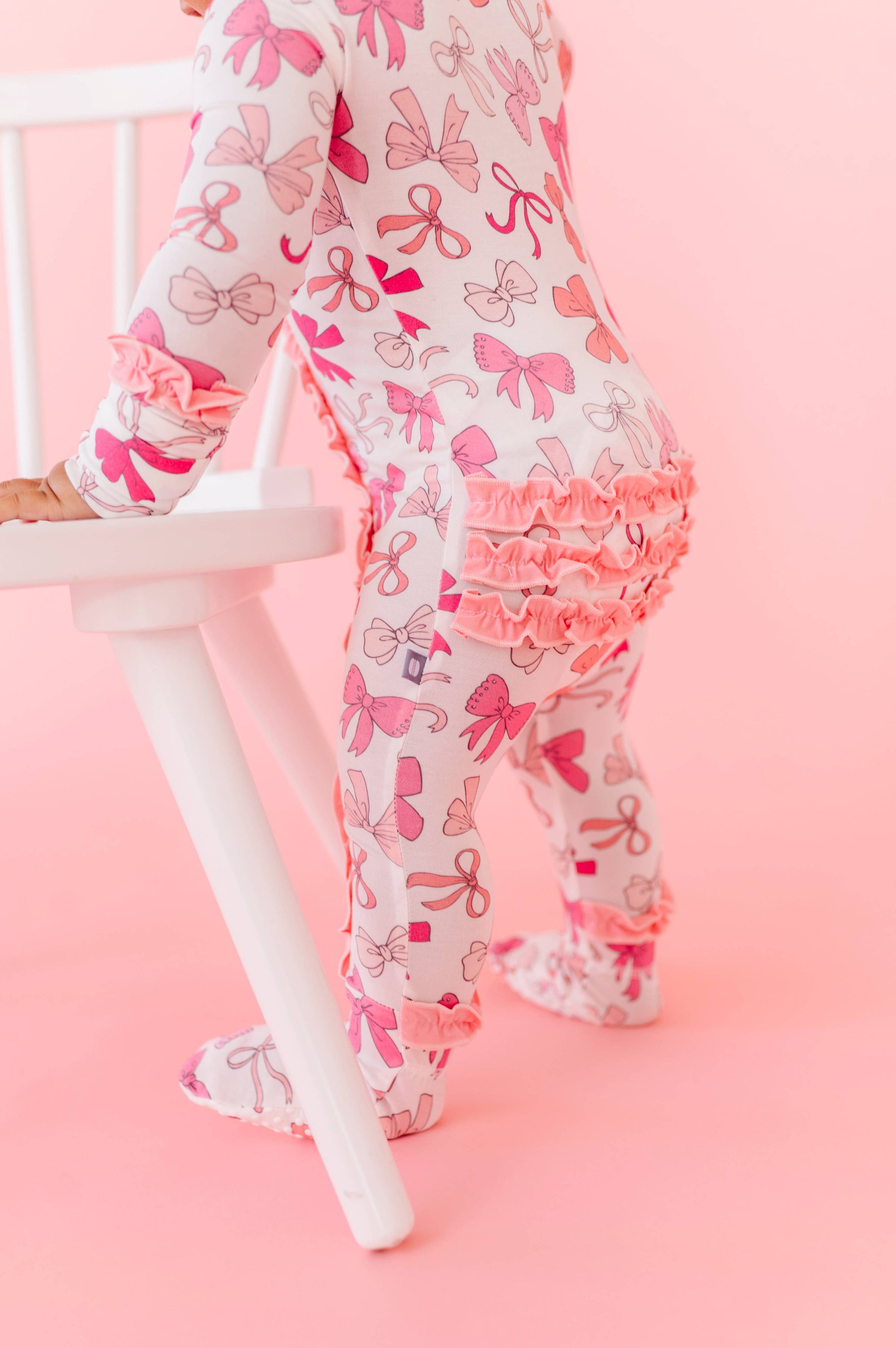 Pink Bows Ruffle Footsie