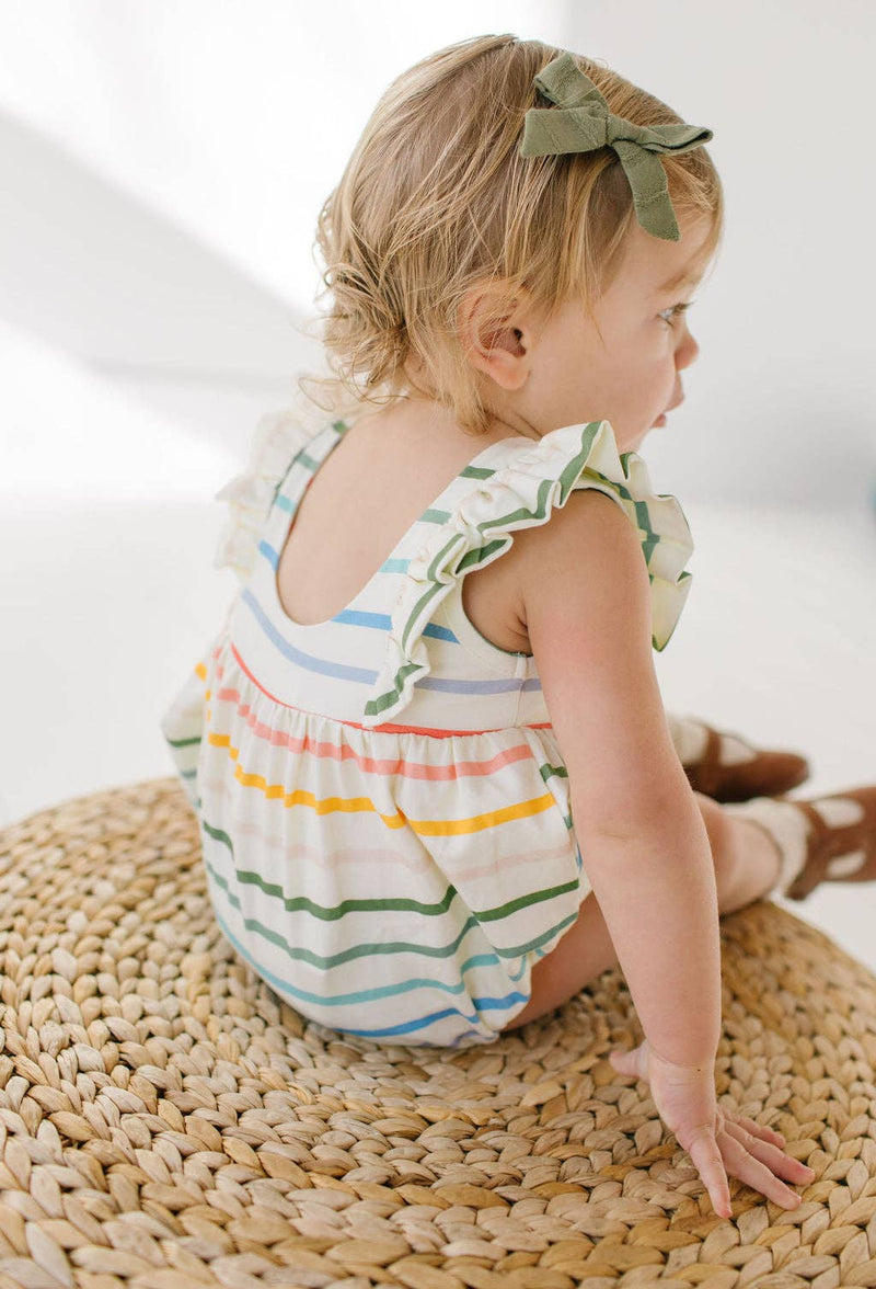 Amelia Romper in Primary Stripe