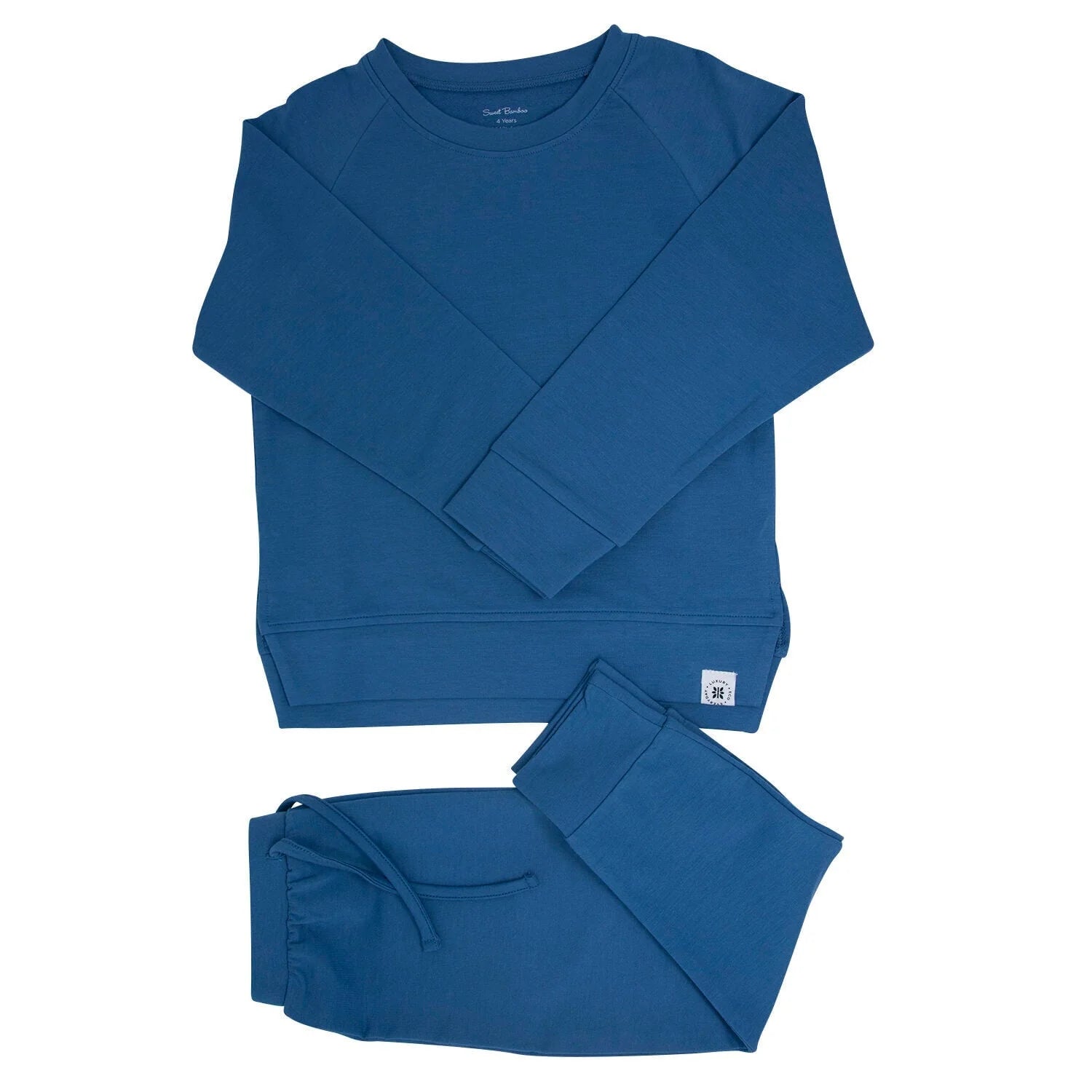Sweet Bamboo Crew Neck Jogger Set | Captain Blue French Terry
