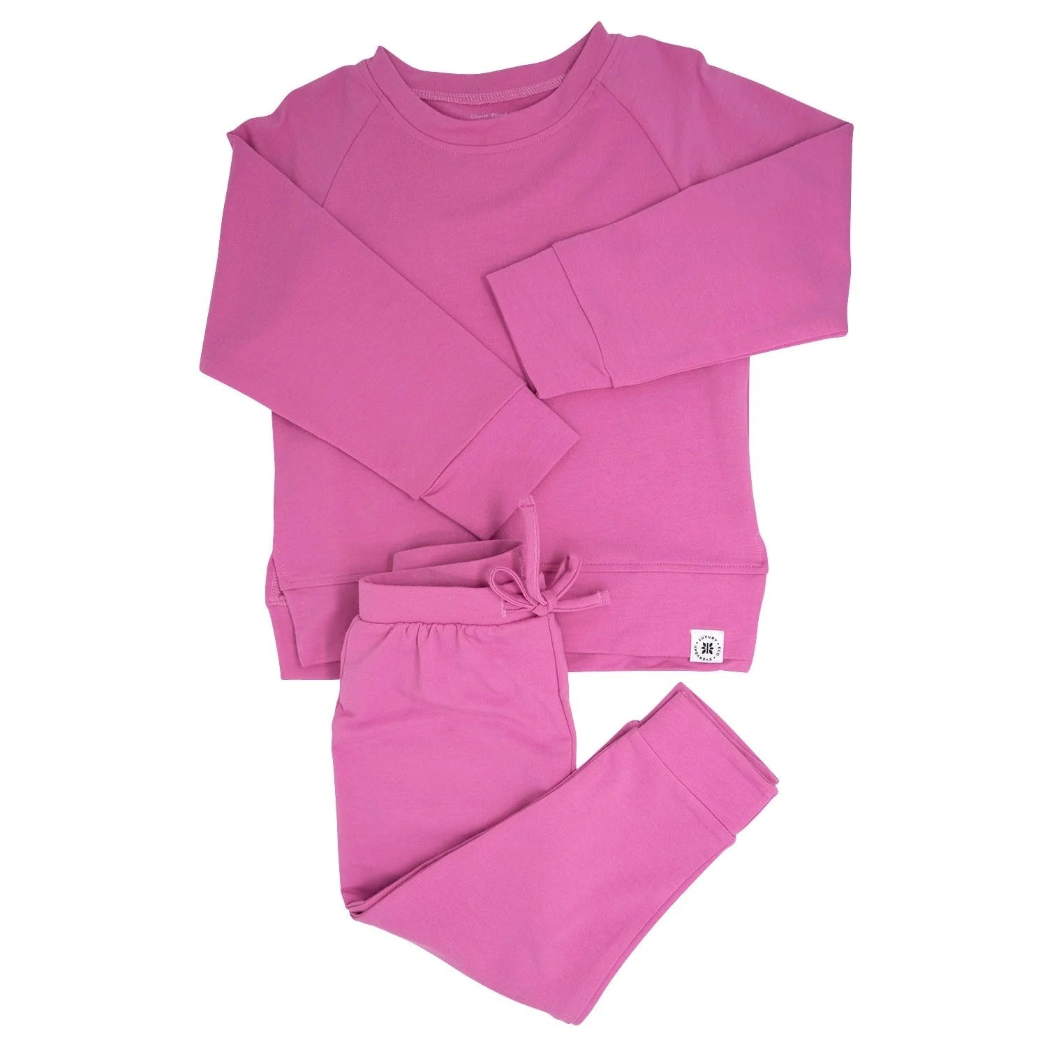 Sweet Bamboo Crew Neck Jogger Set | Raspberry Rose French Terry