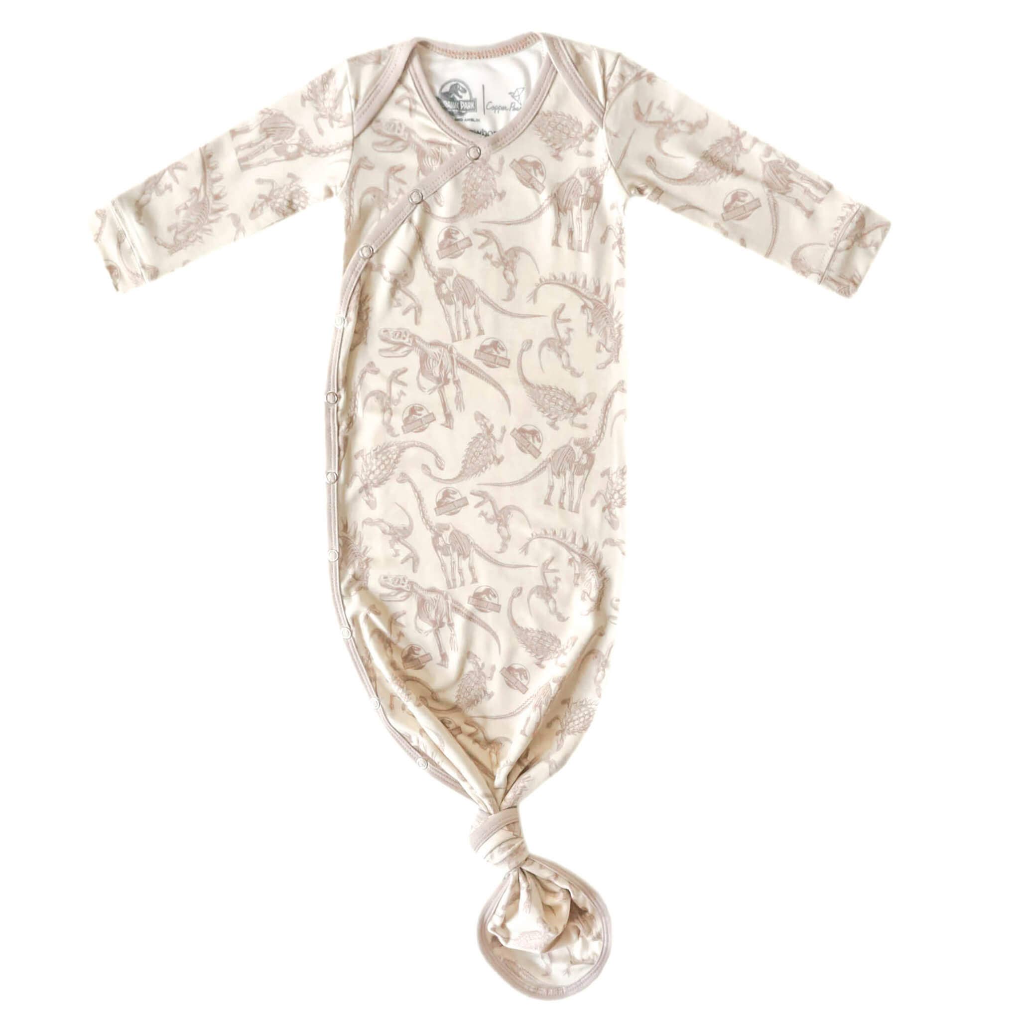 Copper Pearl Newborn Knotted Gown | Jurassic Park Fossils