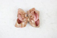 ROSE GOLD PLAID BOW: 4.5" Large