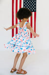 Lara Poplin Dress in Patriotic Bows