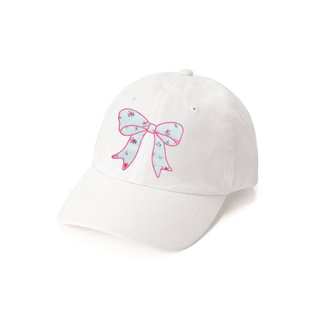Sky Blue Floral Bow Patch Baseball Hat - Hair Accessories