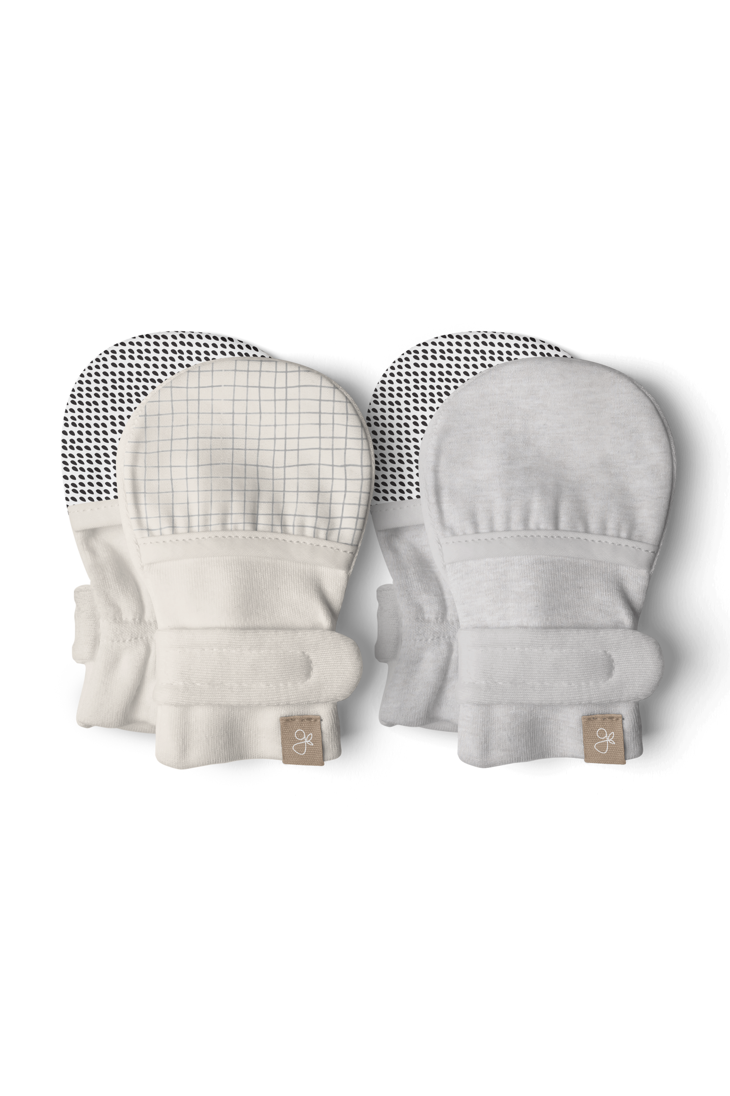 Stay On 2 Pack Baby Mitts - Storm Gray + Gridlock: 0-3M