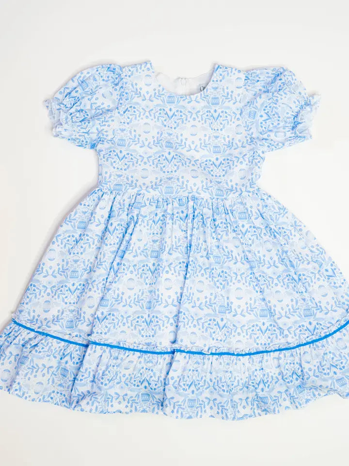Aura Poplin Dress in Blue Bunnies | Easter Dress