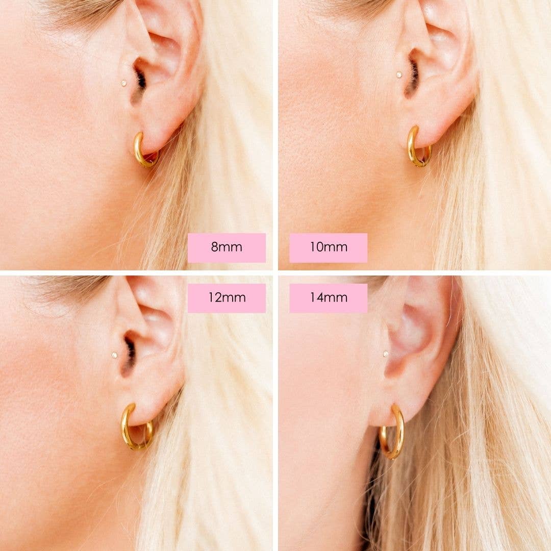 Huggie Earrings - Scarlett Hoop Gold 14mm