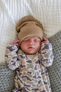 Bamboo Zipper Footie | Camo Cutie