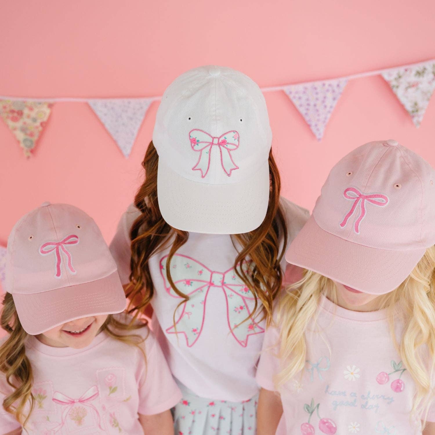 Sky Blue Floral Bow Patch Baseball Hat - Hair Accessories