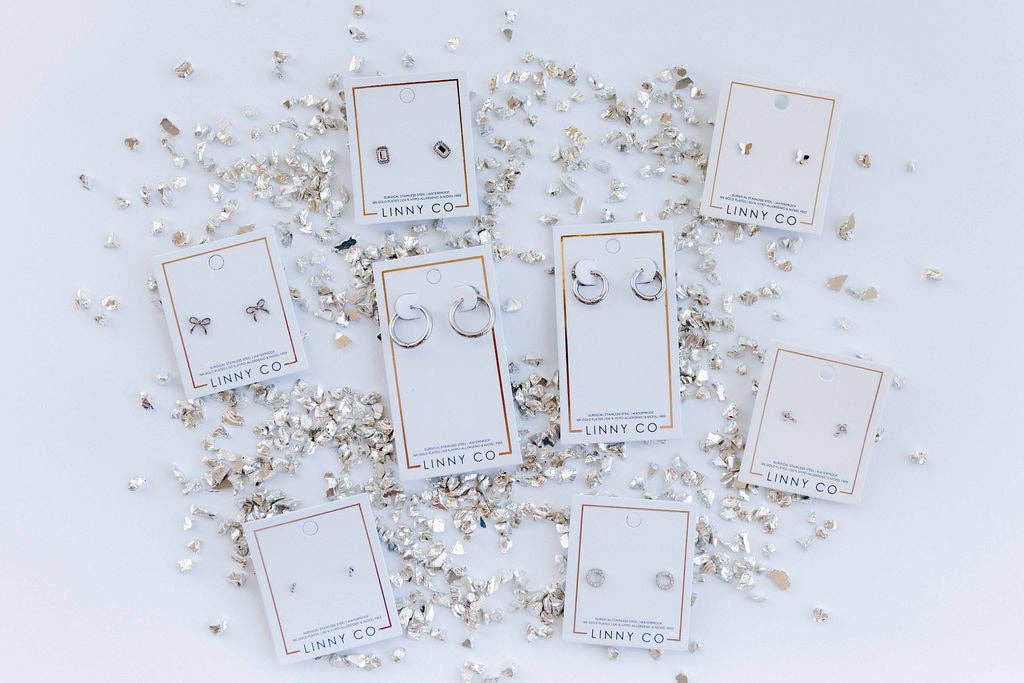 Screwback Stud Earrings - Sadie Bow Silver