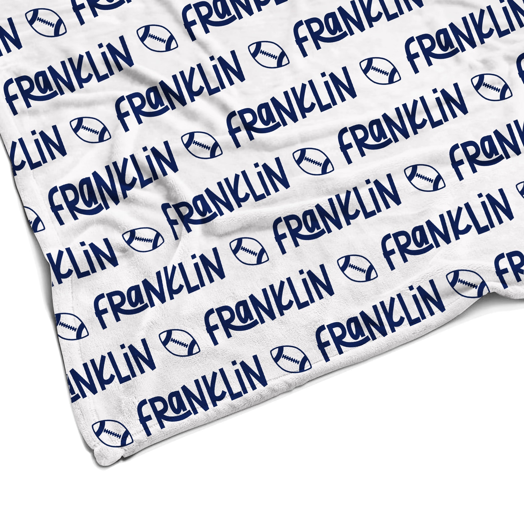 Sugar + Maple Plush Minky Fleece Personalized Blanket | Football Icon Repeating Name