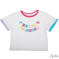 Azarhia Its my BIRTHDAY Glitter on White Ringer Boxy