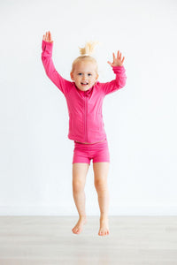 Mila & Rose Fuchsia Flash Full-Zip Ruffle Active Jacket