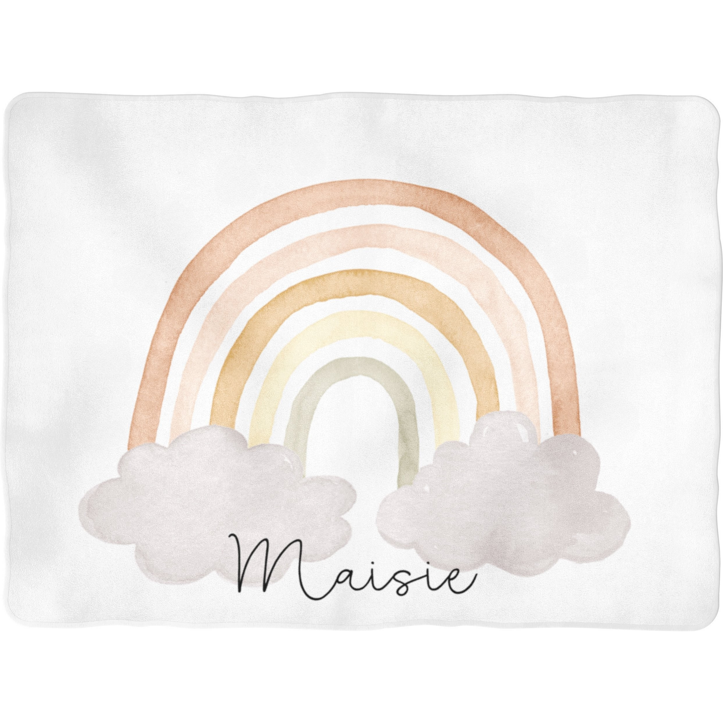Sugar + Maple Backdrop Blanket | Neutral Rainbow with Name